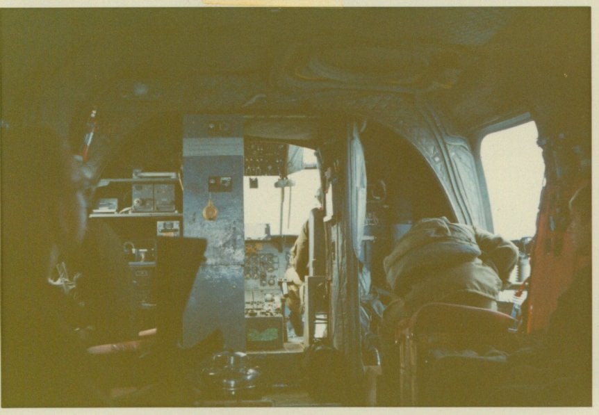 Interior of a helicopter.