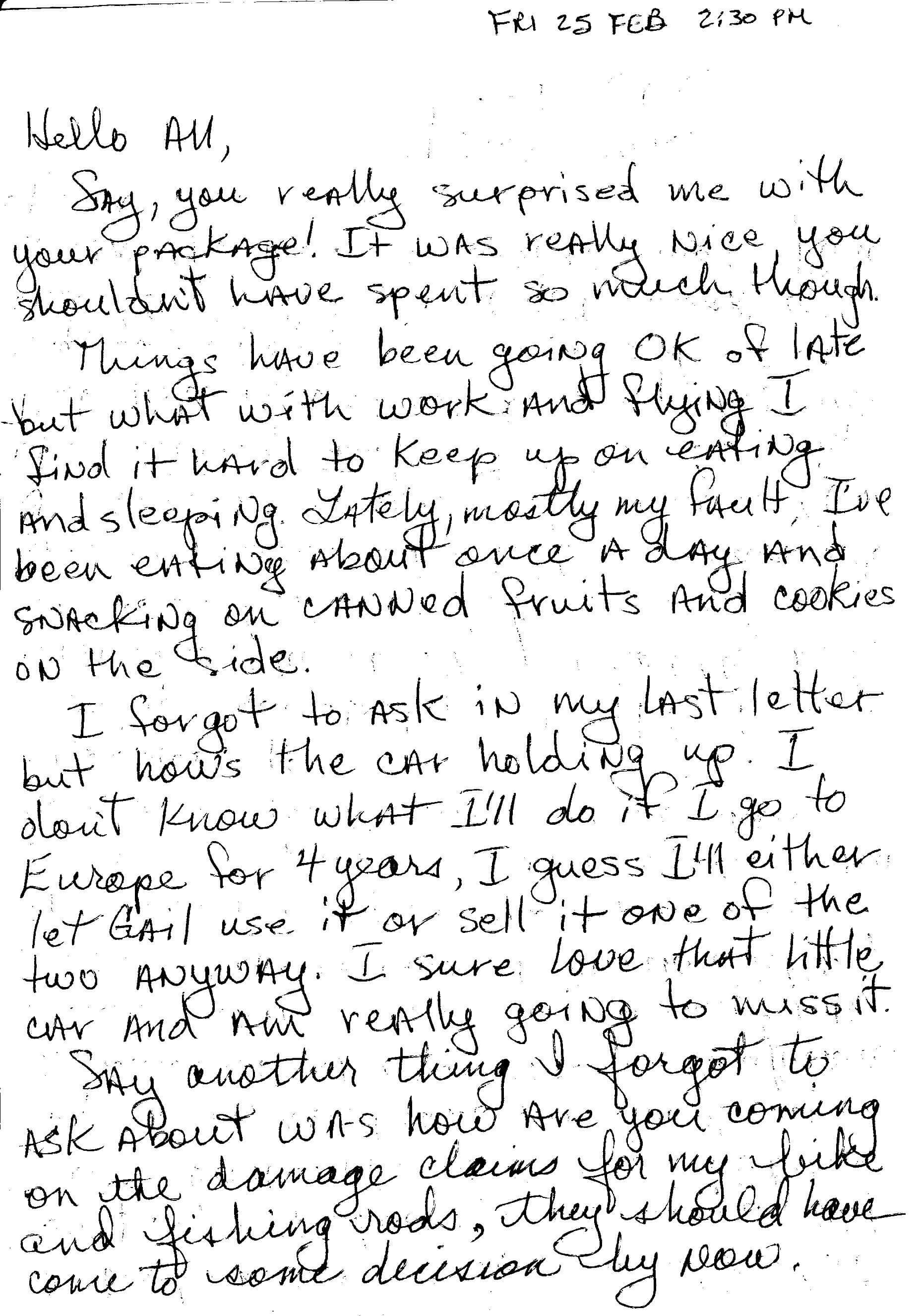 Page 1 of a letter home.