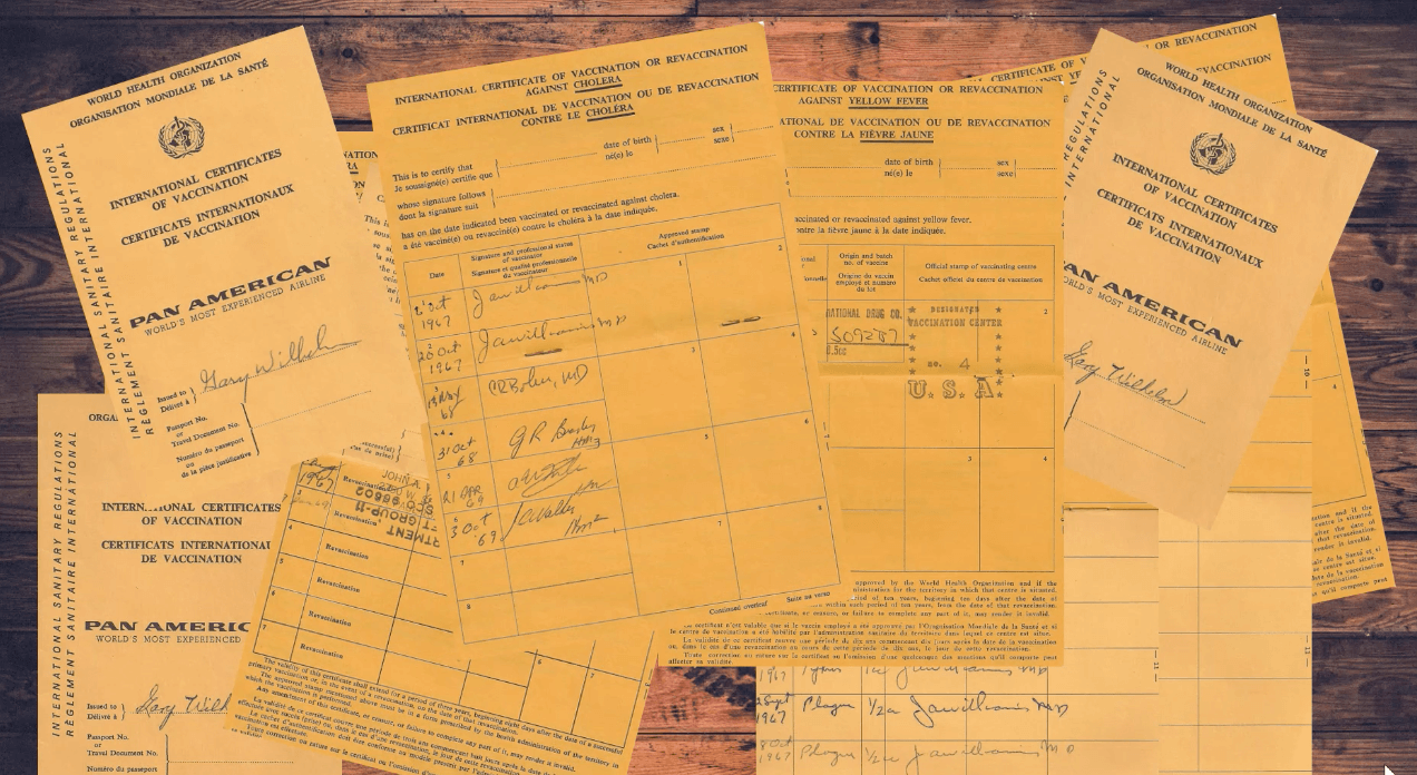 Yellowish-orange immunization records.