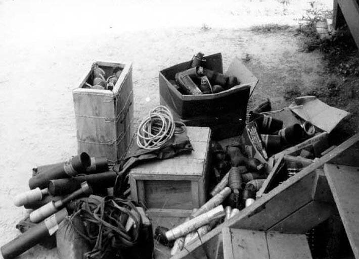 Boxes and crates of ammunition.