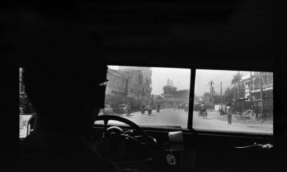View of Saigon from inside a Jeep.