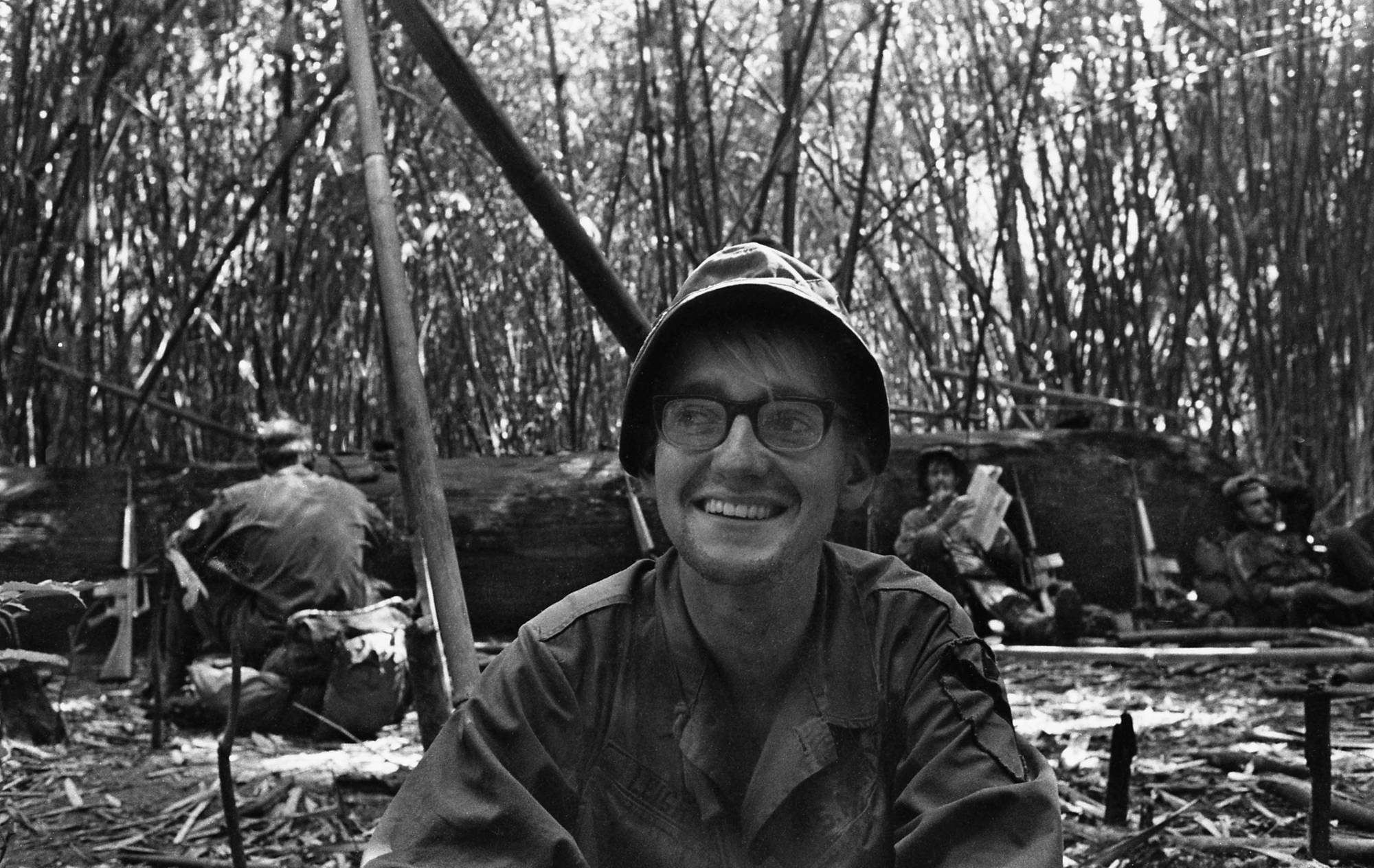Portrait of a soldier smiling.