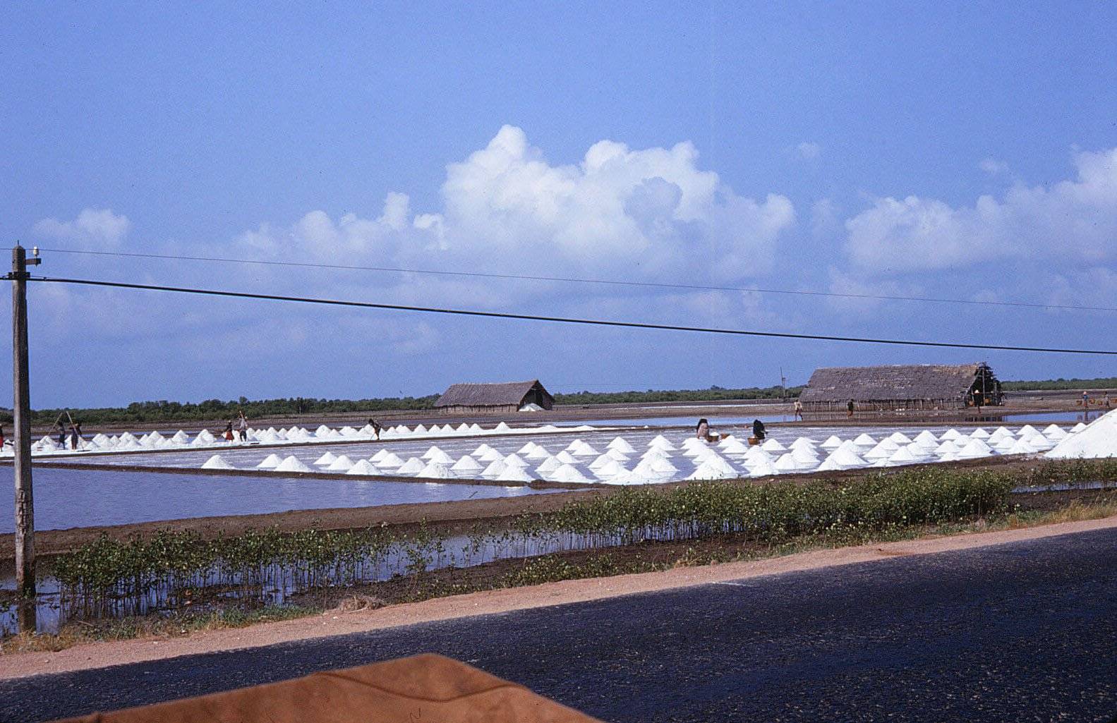 A landscape that includes piles of salt.