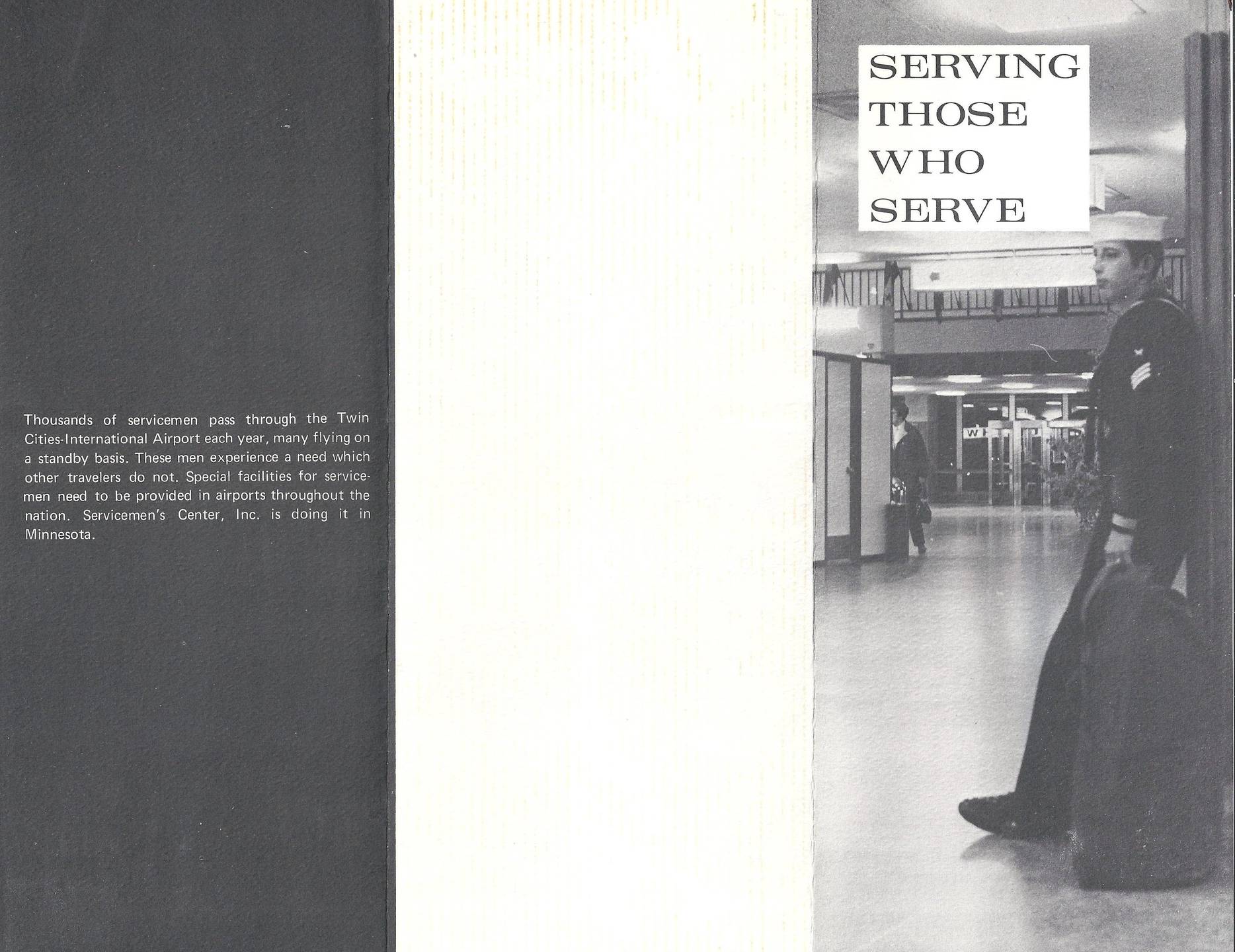 Exterior of a tri-fold brochure: "Serving Those Who Serve."