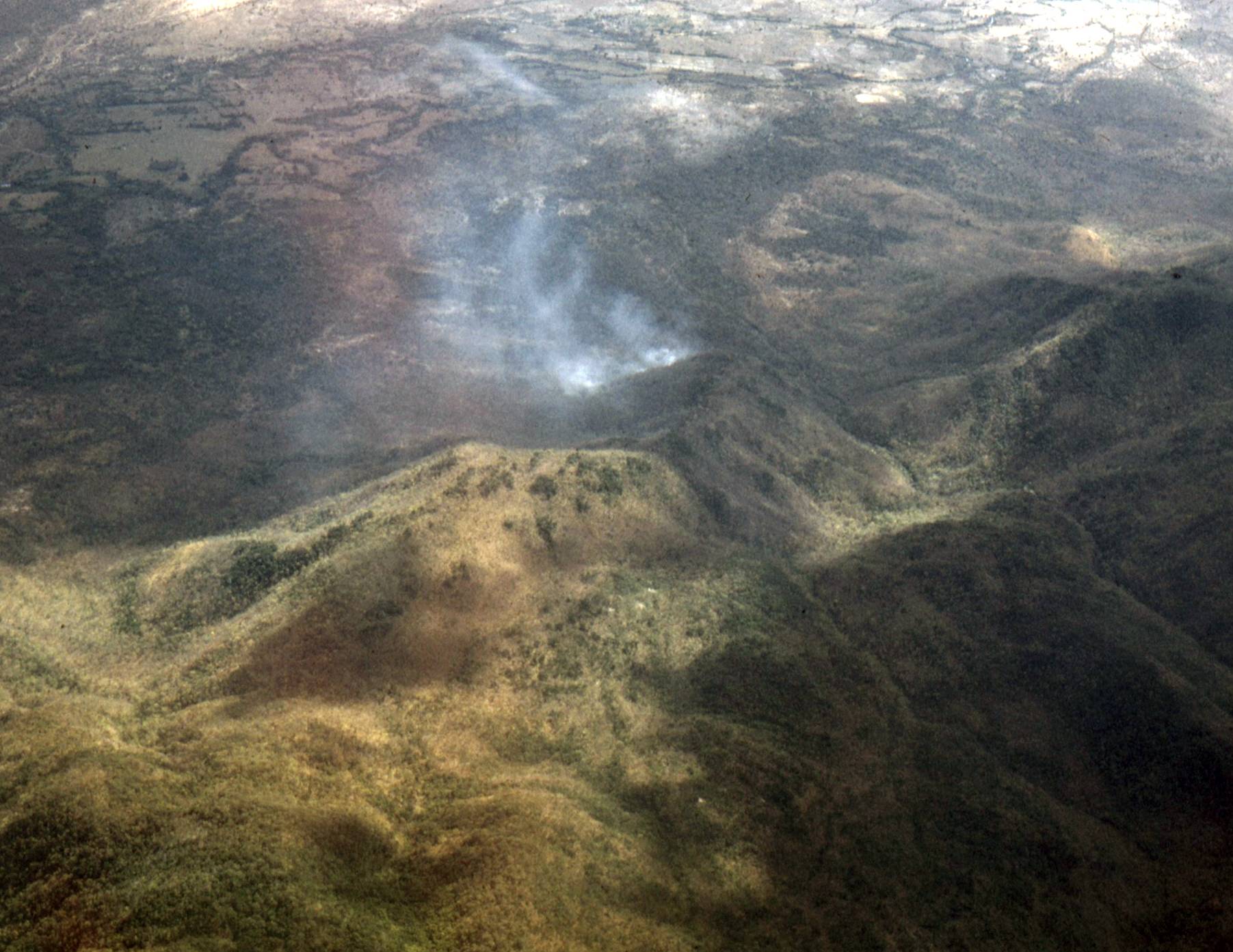 An arial view of mountains.