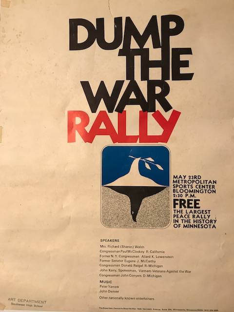 Poster with text: Dump The War Rally.