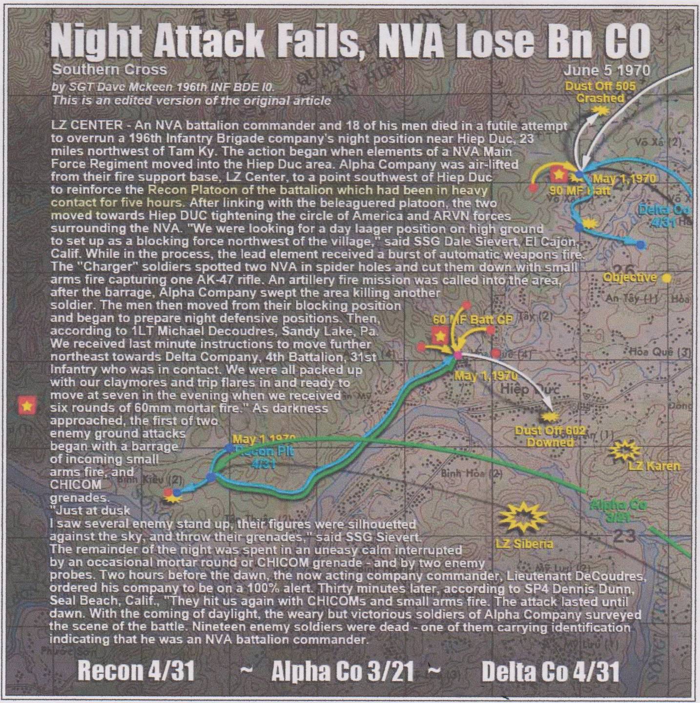 Map and text detailing a failed night attack.