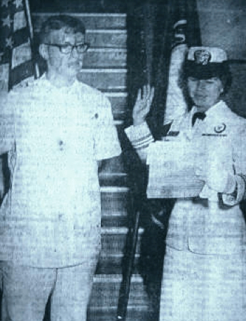 Soldier and nurse at swearing in ceremony