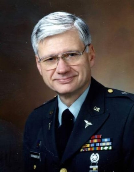 Contemporary portrait of an older gentleman in uniform.
