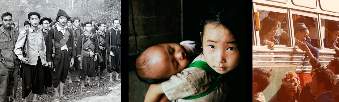 Collage of Hmong veterans and children.