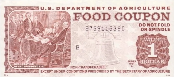 United States food stamp coupon.