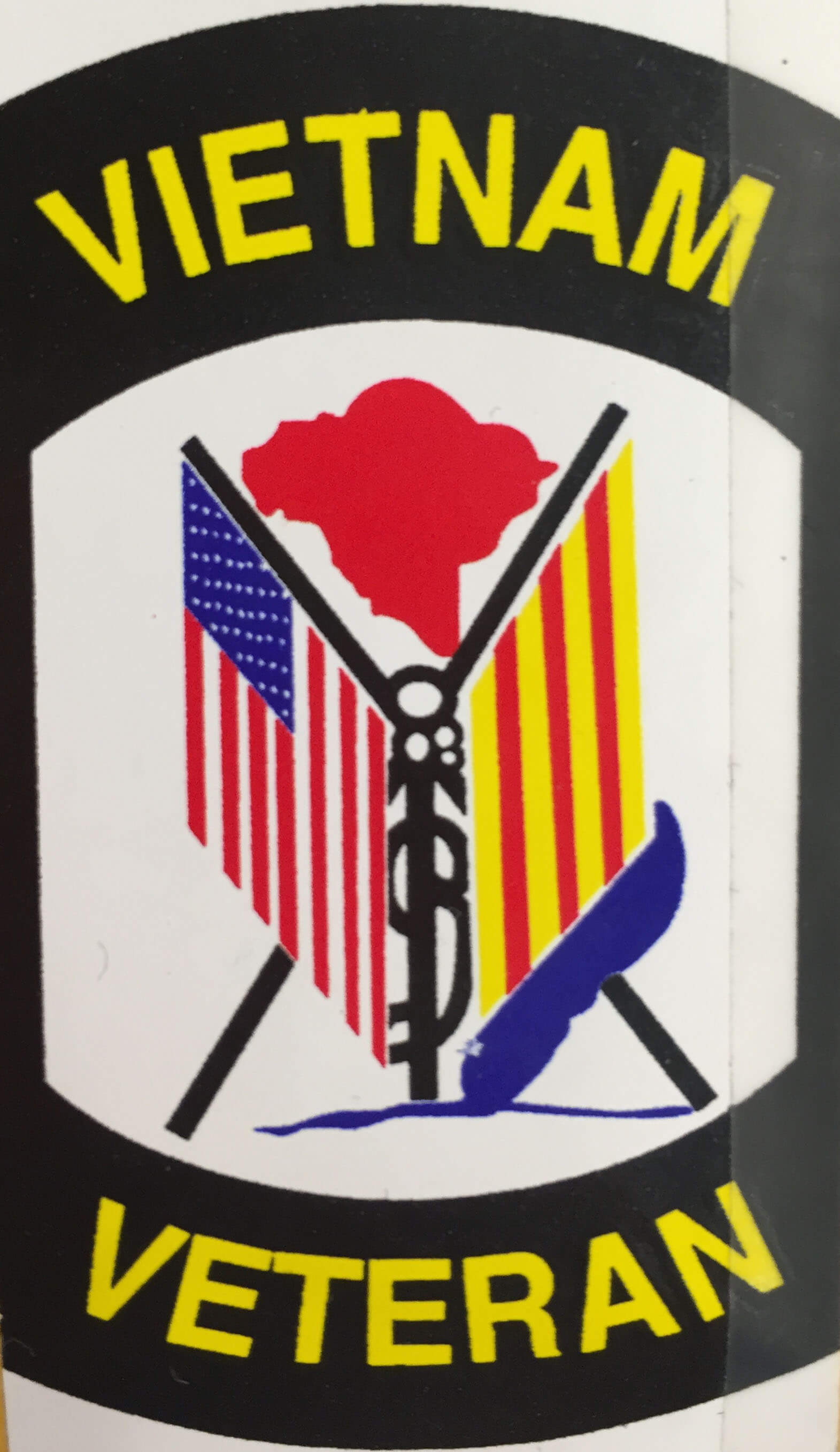 Vietnam veteran sticker with US and Vietnam flags