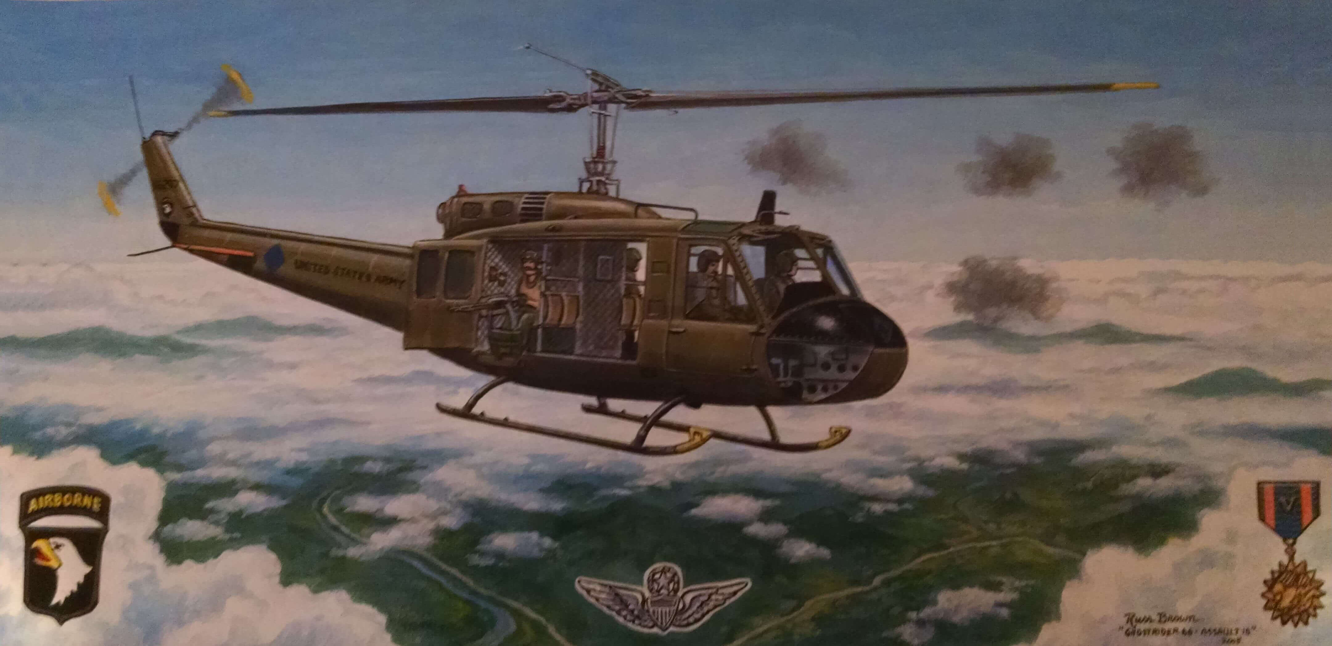 Artistic rendering of a helicopter.