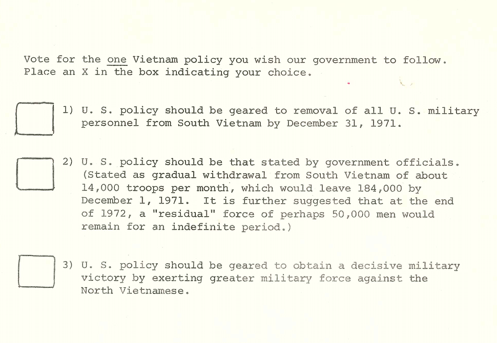 A simple ballot about Vietnam-U.S. policy.