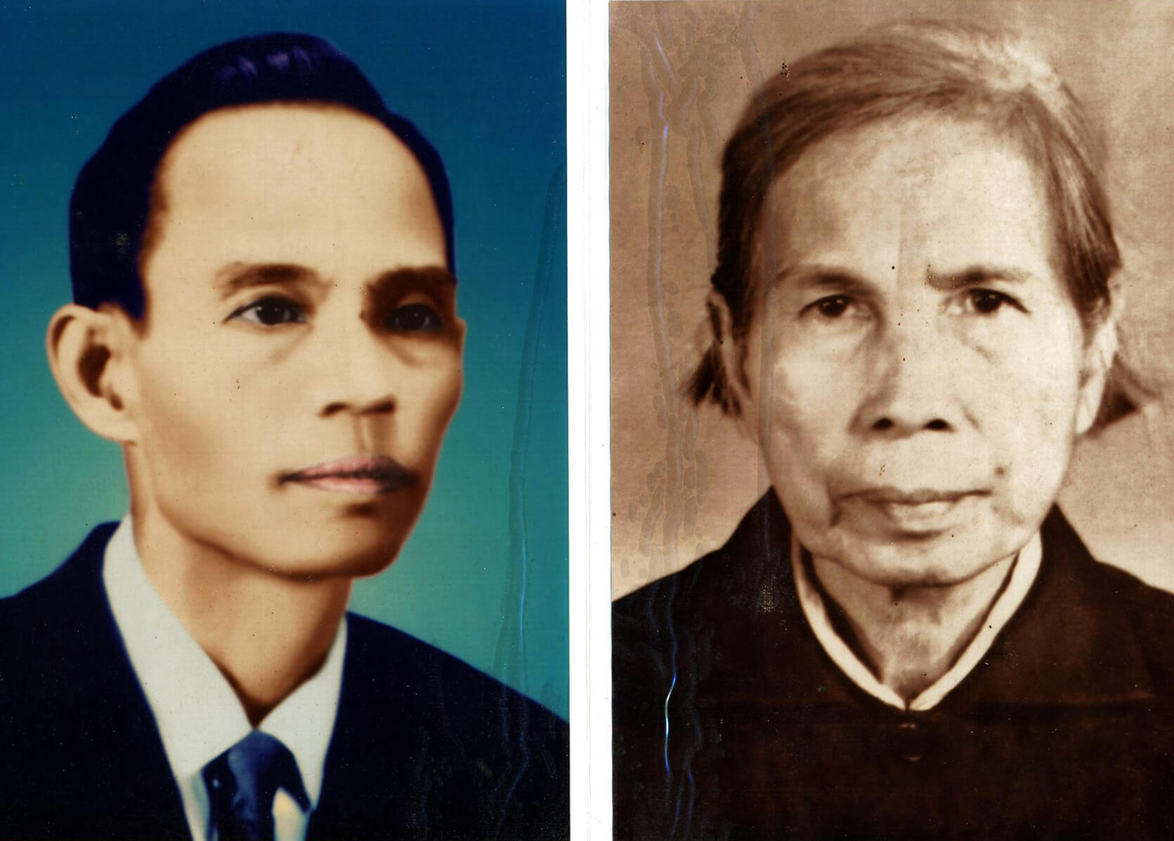 Portraits of a Vietnamese man and woman.