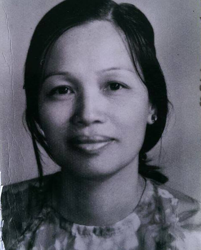 Black and white portrait of a young Vietnamese woman,