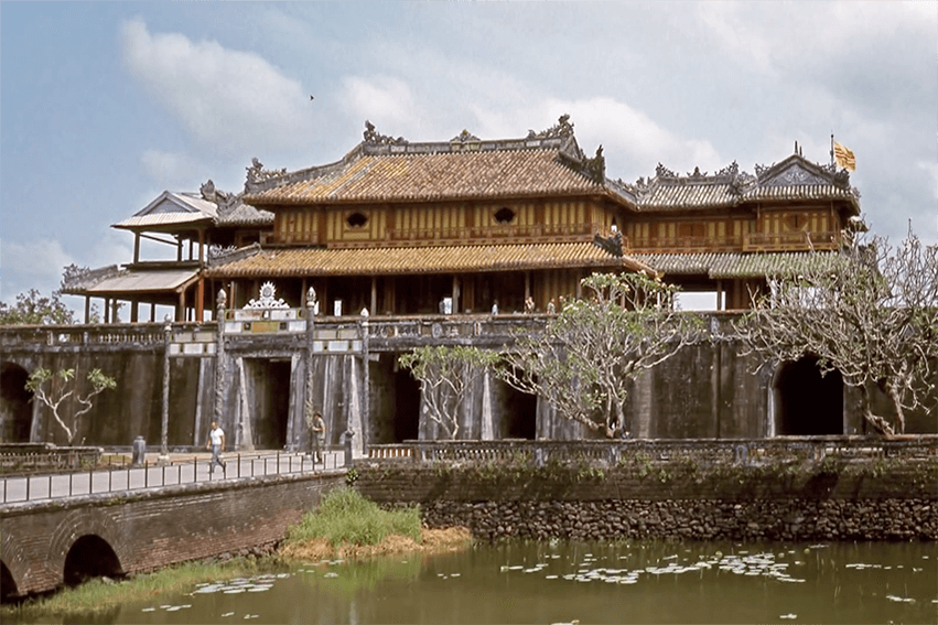 Exterior of an ornate looking Asian temple.