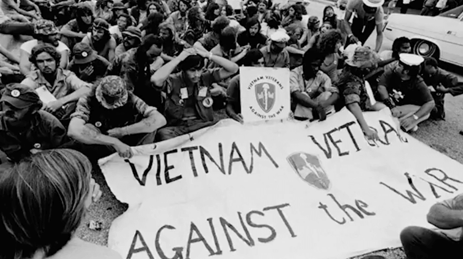 Vietnam Veterans Against the War group at a protest.