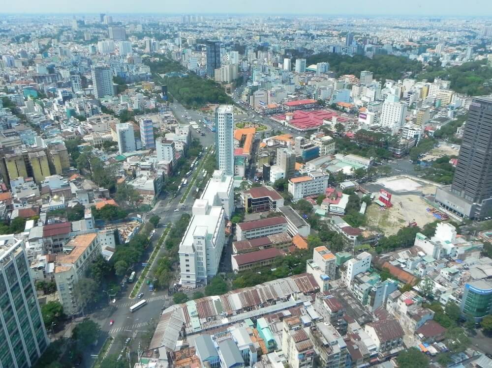 Modern day aerial photo of Saigon.