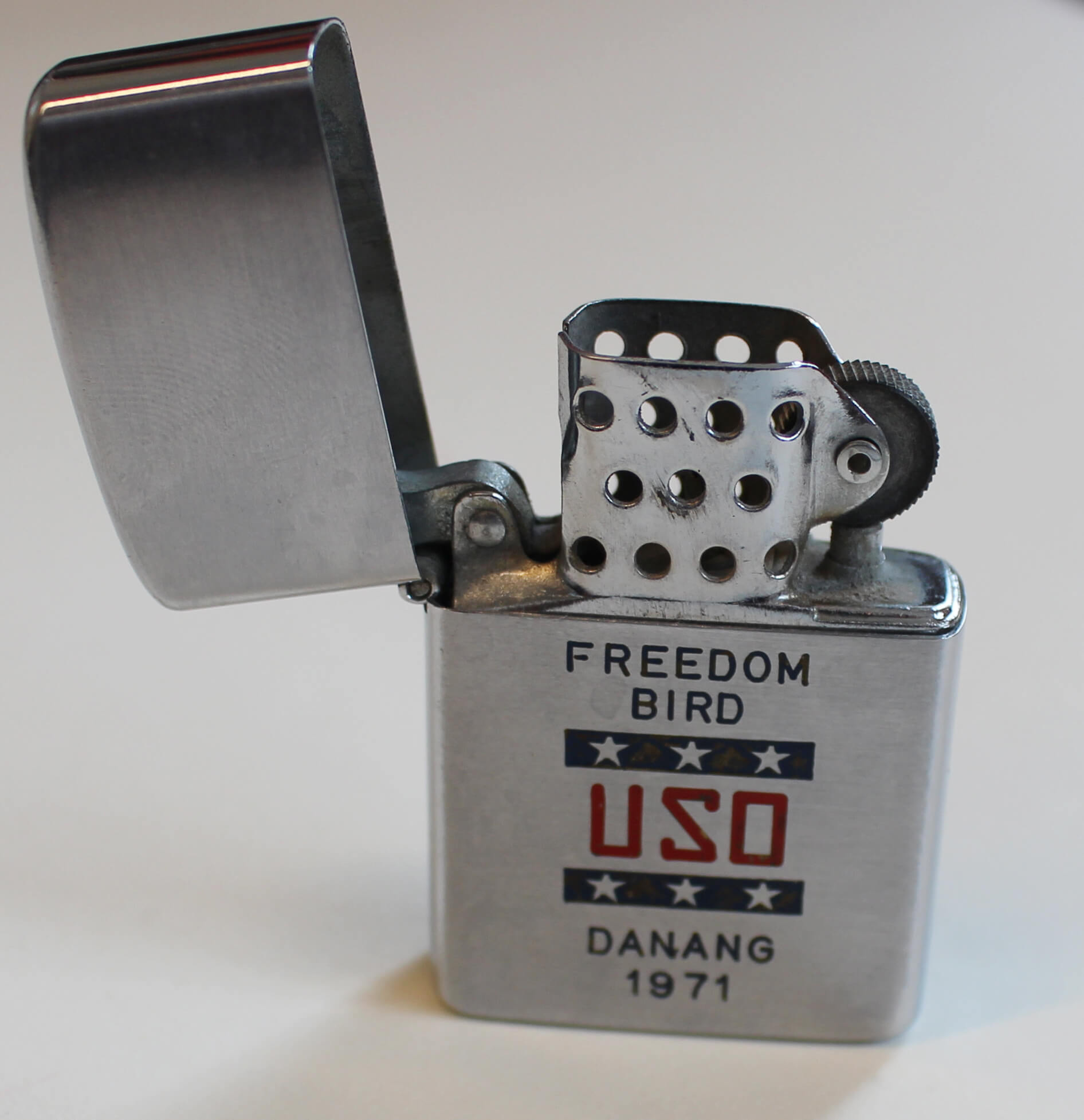 Lighter with text Freedom Bird USO, Danang 1971