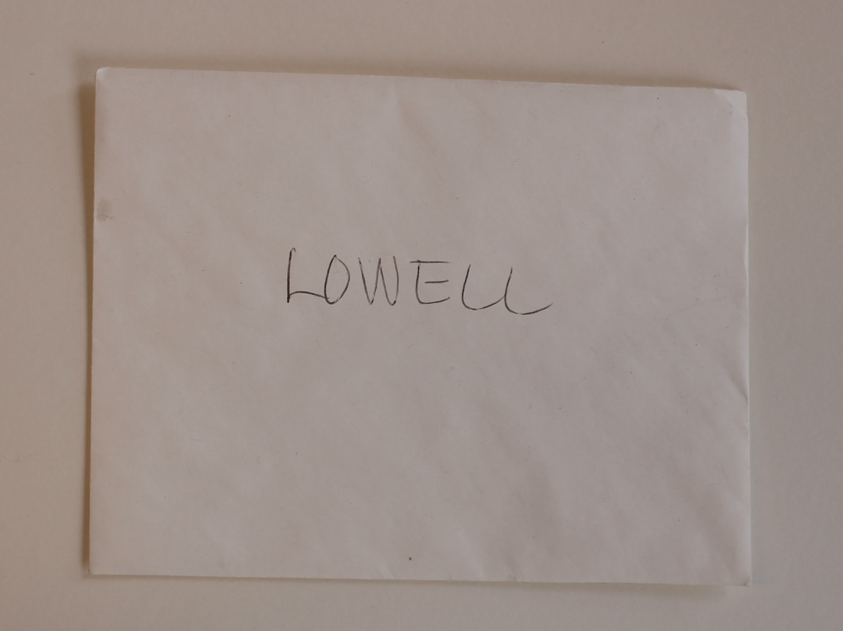 Front of unopened envelope for Lowell