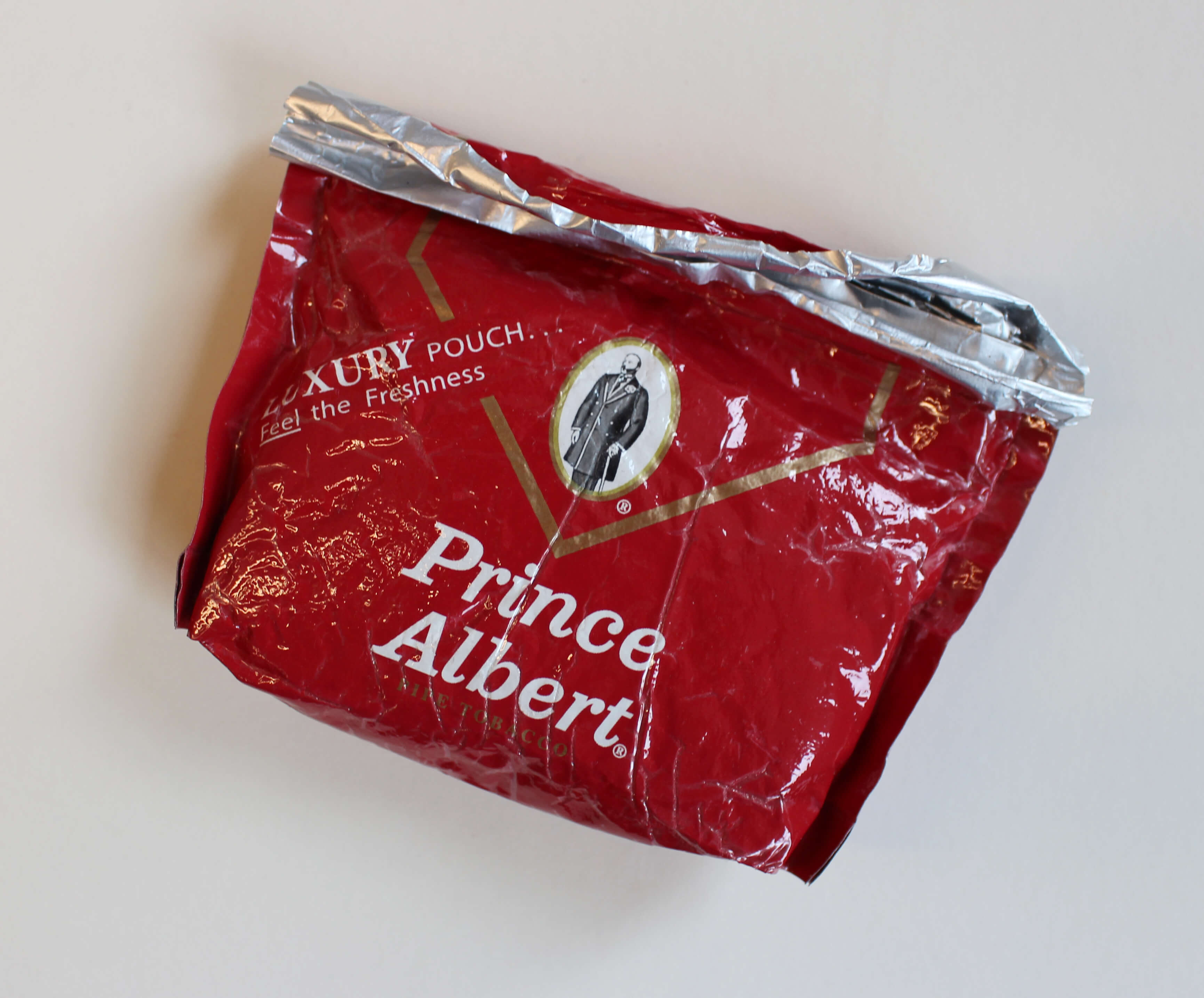 Red package of Prince Albert Tobacco.