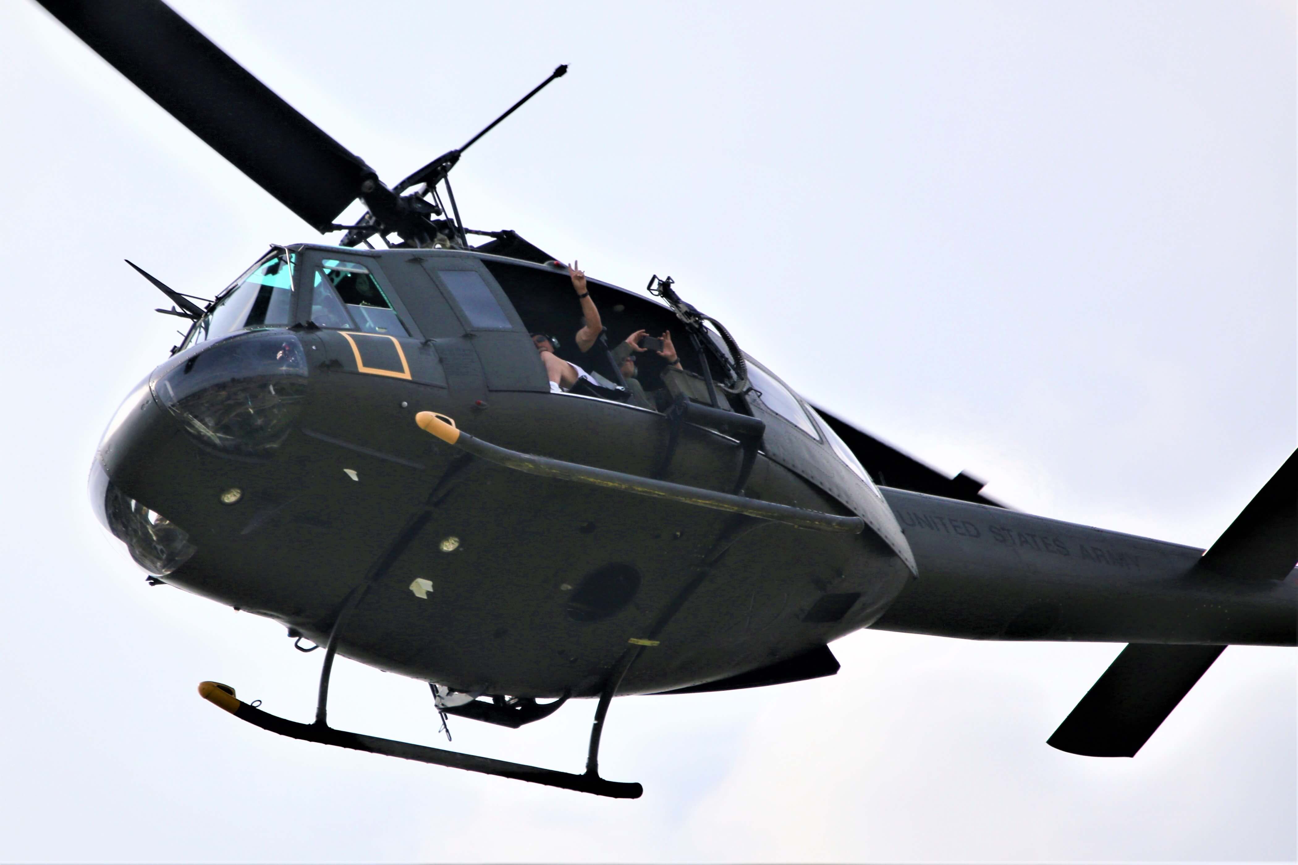 Huey Helicopter during a Flyover