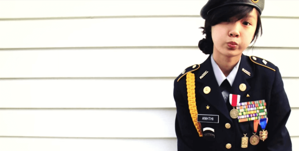 Young woman in ROTC uniform