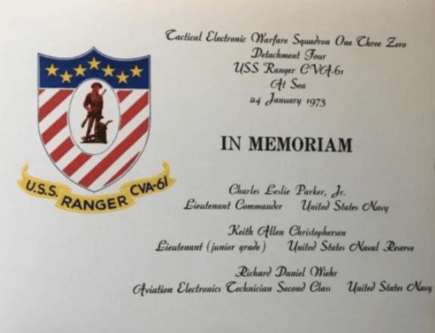 Memorial dedication certificate for three soldiers