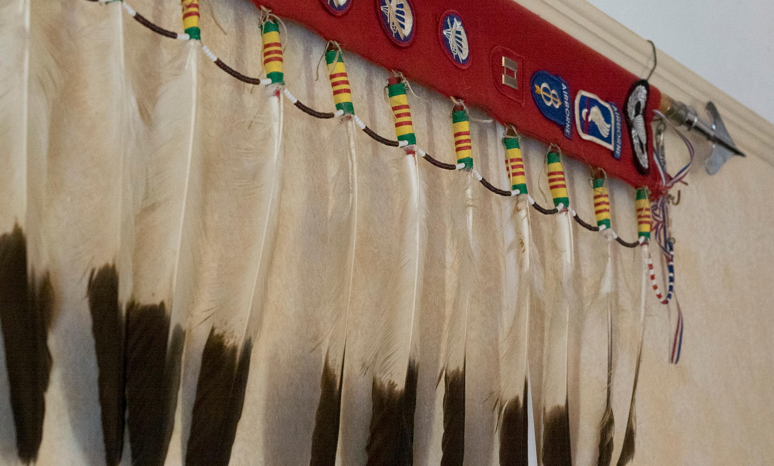 Eagle feathers adorned with beads
