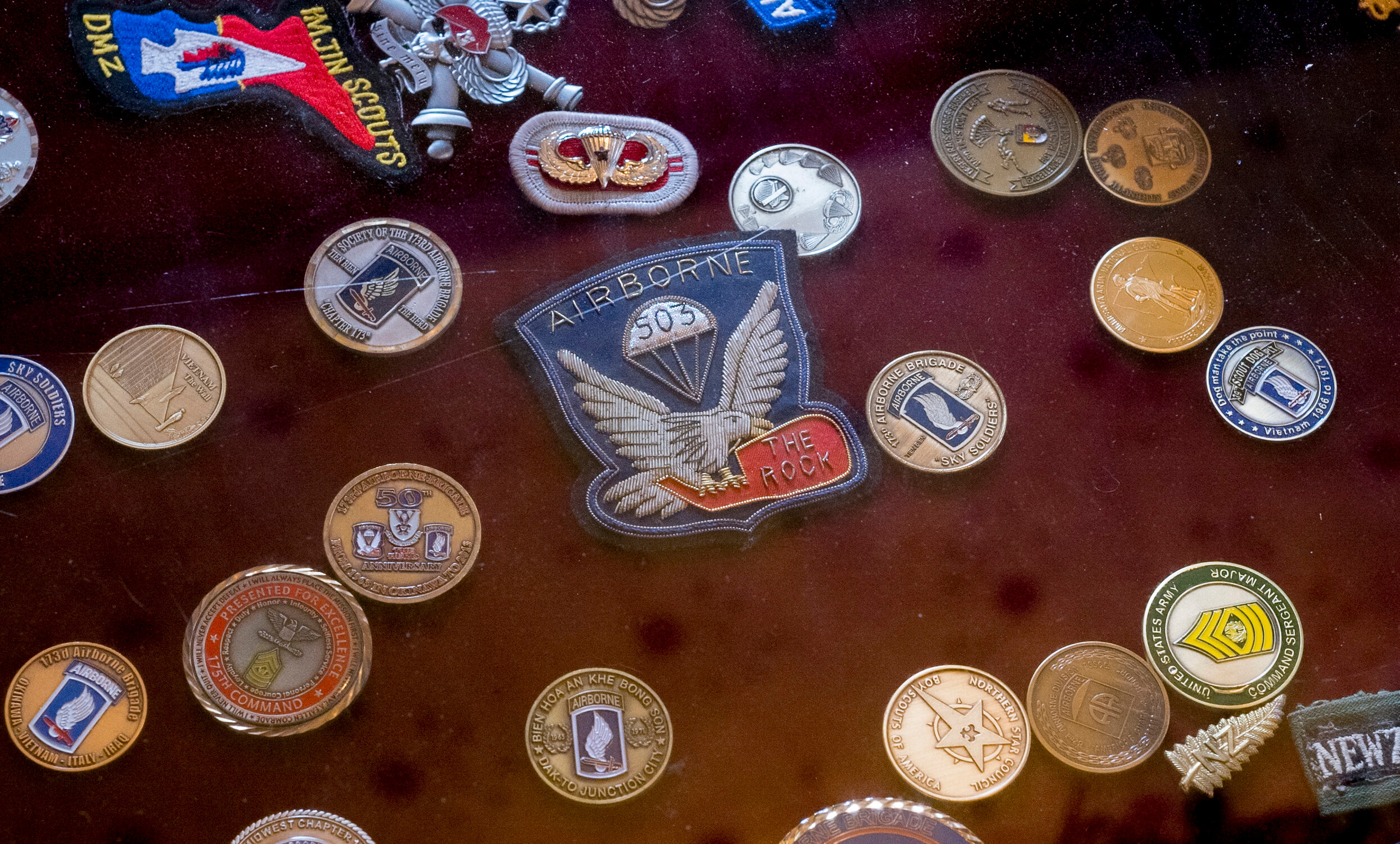Military memorabilia and patches
